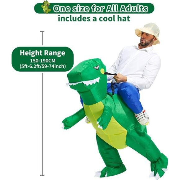 Inflatable Dinosaur Costume: Blow-Up Halloween Outfit - Picture 2 of 7